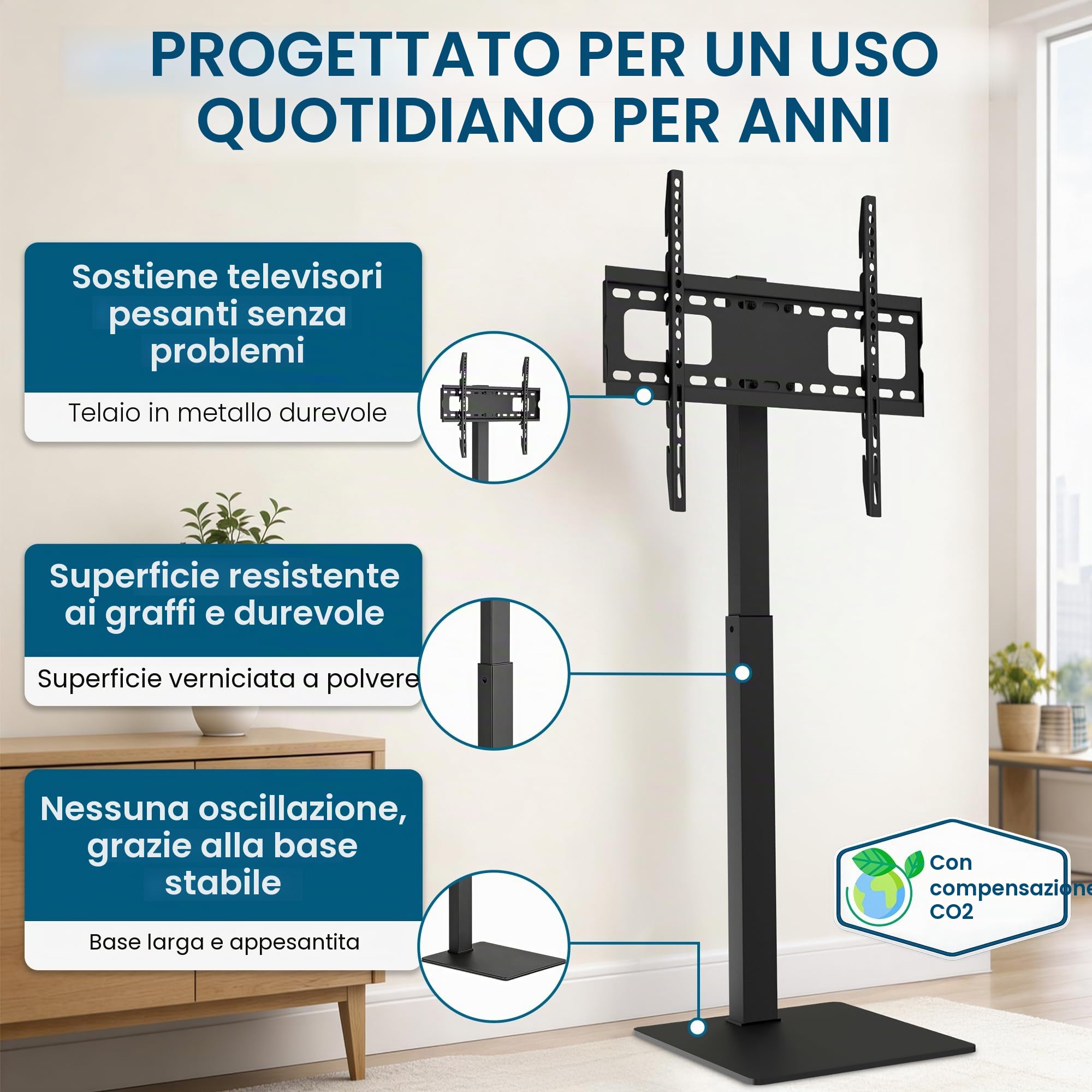 Xantron Supporto TV da Pavimento 37-75 Pollici Girevole, max 40 kg