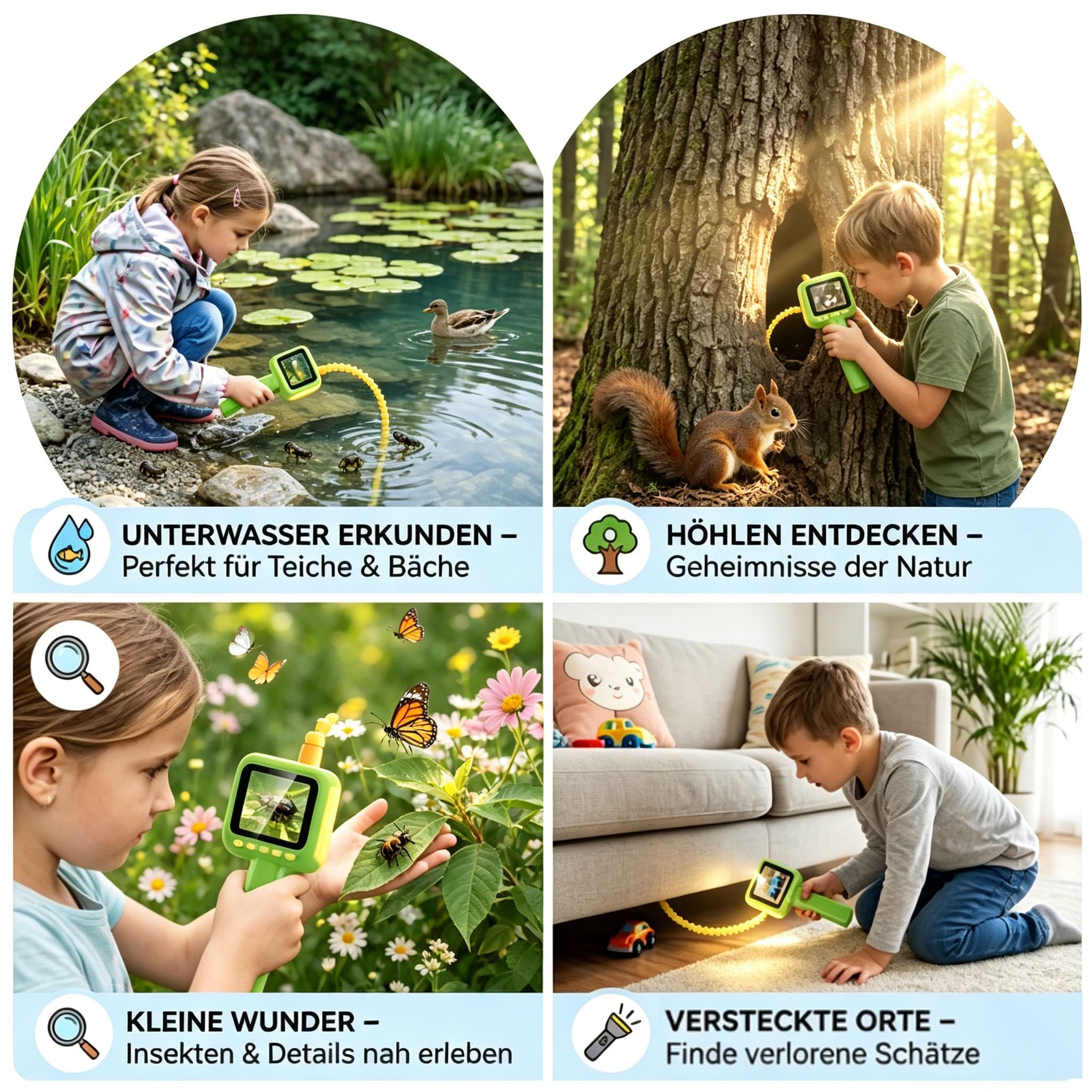 Kinder Entdecker Kamera, Digitales Mikroskop Für Kinder - Unterwasser & Natur Exploration Spielzeug Mit Licht & Display, Beweglicher Endoskop Endoskopkamera Fördert Neugier & Entdeckerfreude (1PC)