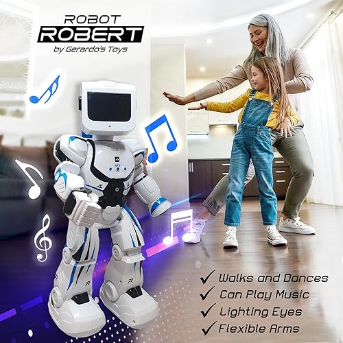 Miniatura 3 de GERARDO'S Robot parlante para niños, juguete robot para hablar, bailar, controlar a distancia para niños, incluye ojos iluminados y mochila,