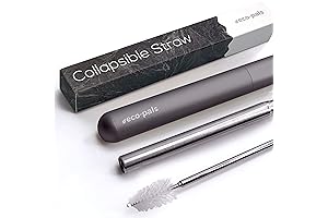 Reusable Folding Drinking Straw with Soft Silicone Mouthpiece