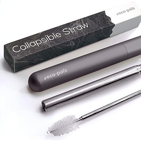 Reusable Folding Drinking Straw with Soft Silicone Mouthpiece