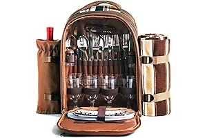 Hap Tim Picnic Backpack Bag for 4: Cooler, Blanket, and Cutlery Set