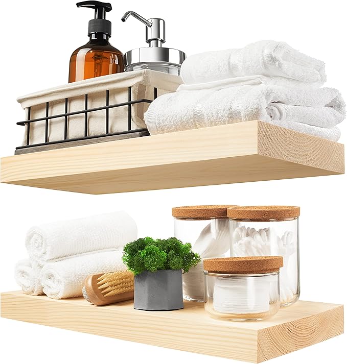 BAOBAB Wood Floating Shelves Set of 2 Rustic