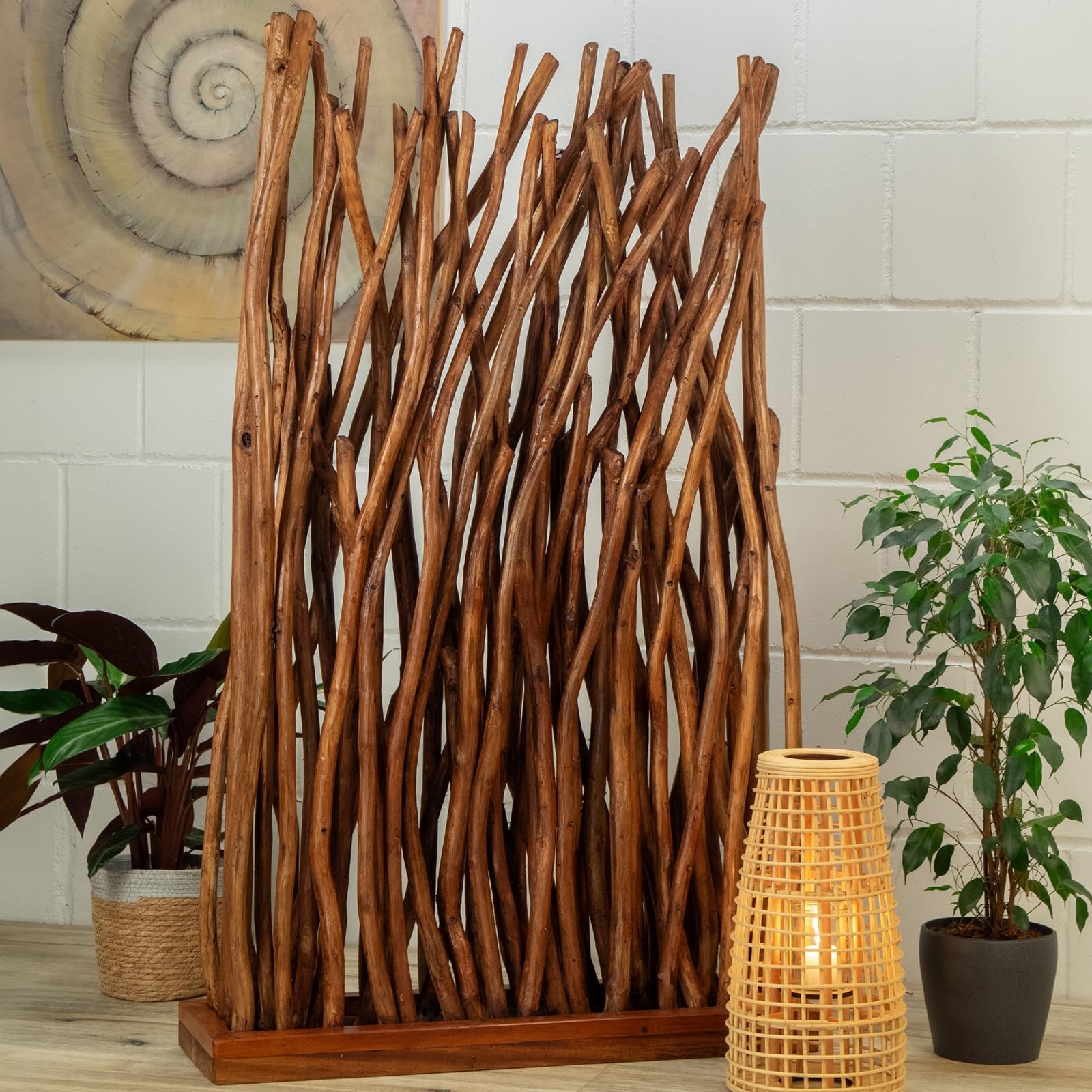 PARAVENT Nature 2 En Osier Blanchi - 3 Panneaux 170x120 Cm - Séparation D'espace, Décoration Salon Ou Chambre