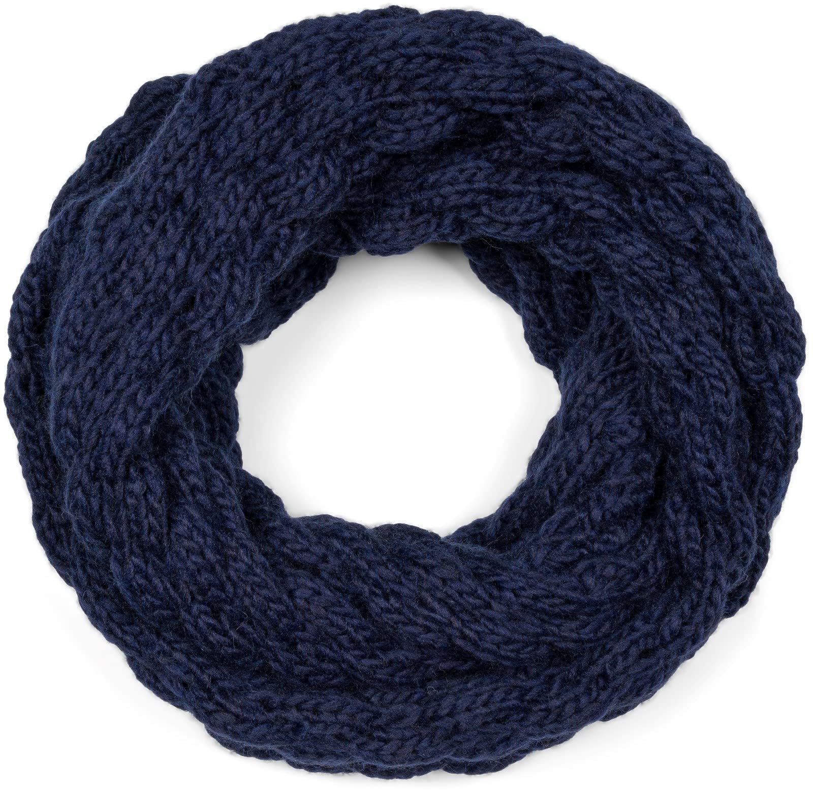styleBREAKER Ladies Knitted Loop Scarf, Warm Winter Knitted Scarf, Bubble Pattern, Dark Blue