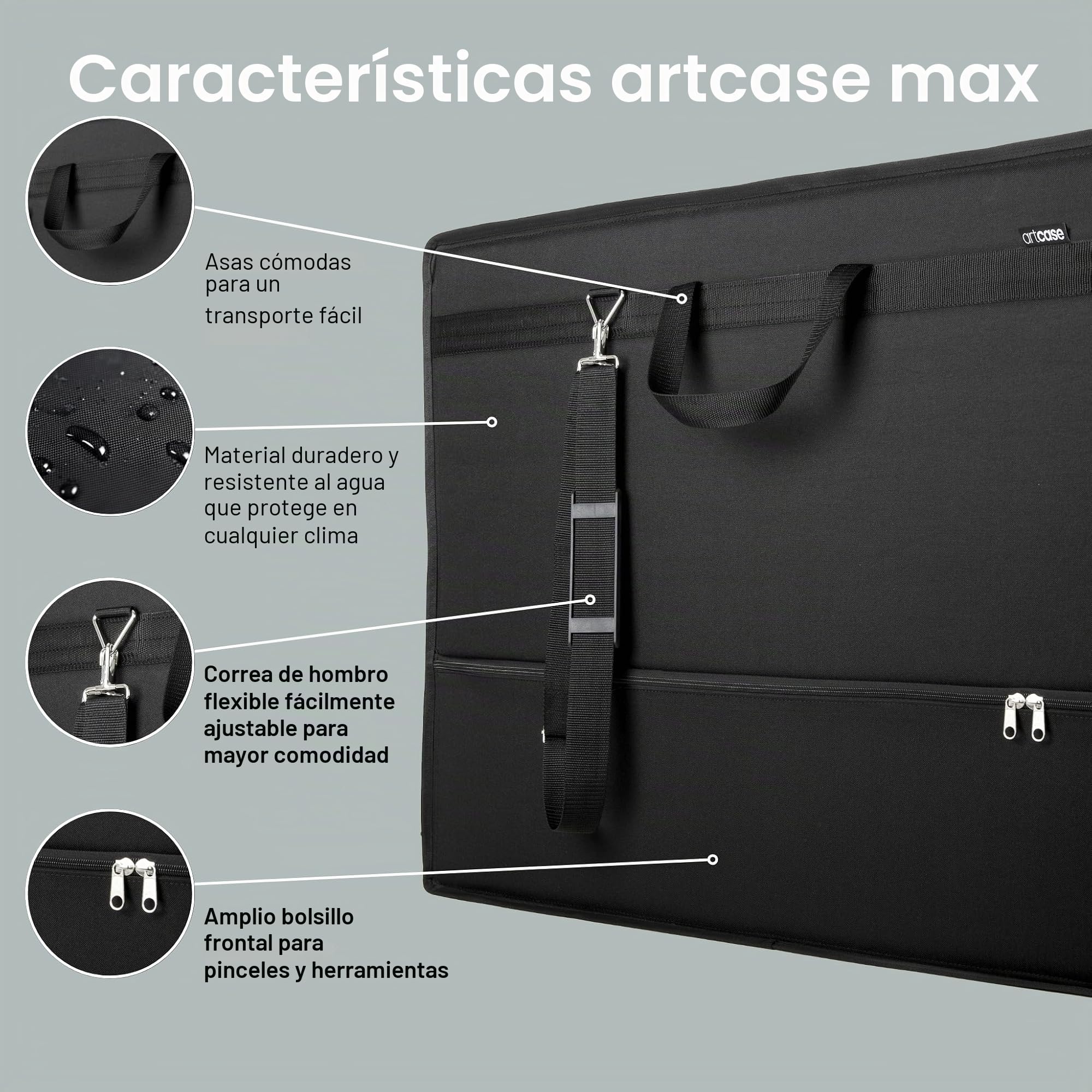 Le'arte Artcase Max DIN A1 - Funda tipo cartera de artistas, tapa dura, carpeta de dibujo A1, bolsa de transporte de documentos, 90 x 66 x 8 cm, resistente al agua, poliéster, formato grande, tapa dur