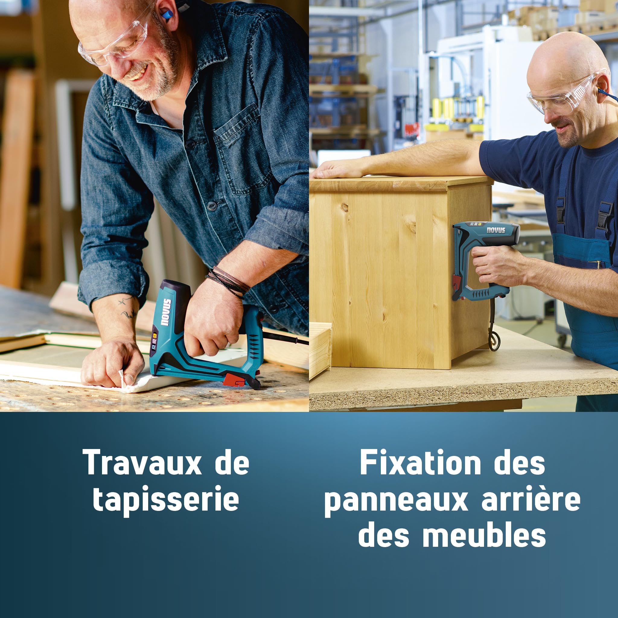 NOVUS TOOLS Agrafeuse électrique J-150 Kit avec 1800 agrafes | Agrafeuse et cloueuse pour agrafes en fil fin 6-14 mm et clous 16 mm │ Avec réglage électrique de la puissance de frappe