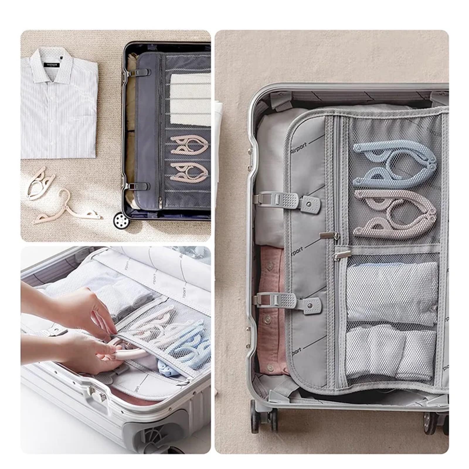 Set di 10 grucce appendiabiti da viaggio portatili, telescopiche, pieghevoli, con clip, leggere e compatte, con clip gialle per una facile conservazione e da viaggio