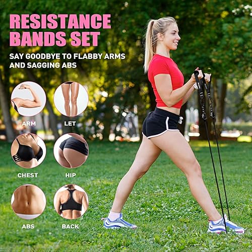 Miniatura 2 de Resistance Bands, Exercise Bands with Handles for Working Out, Fitness Bands for Women, Workout Equipment Home Gym, Training Bands with Door Anchor,