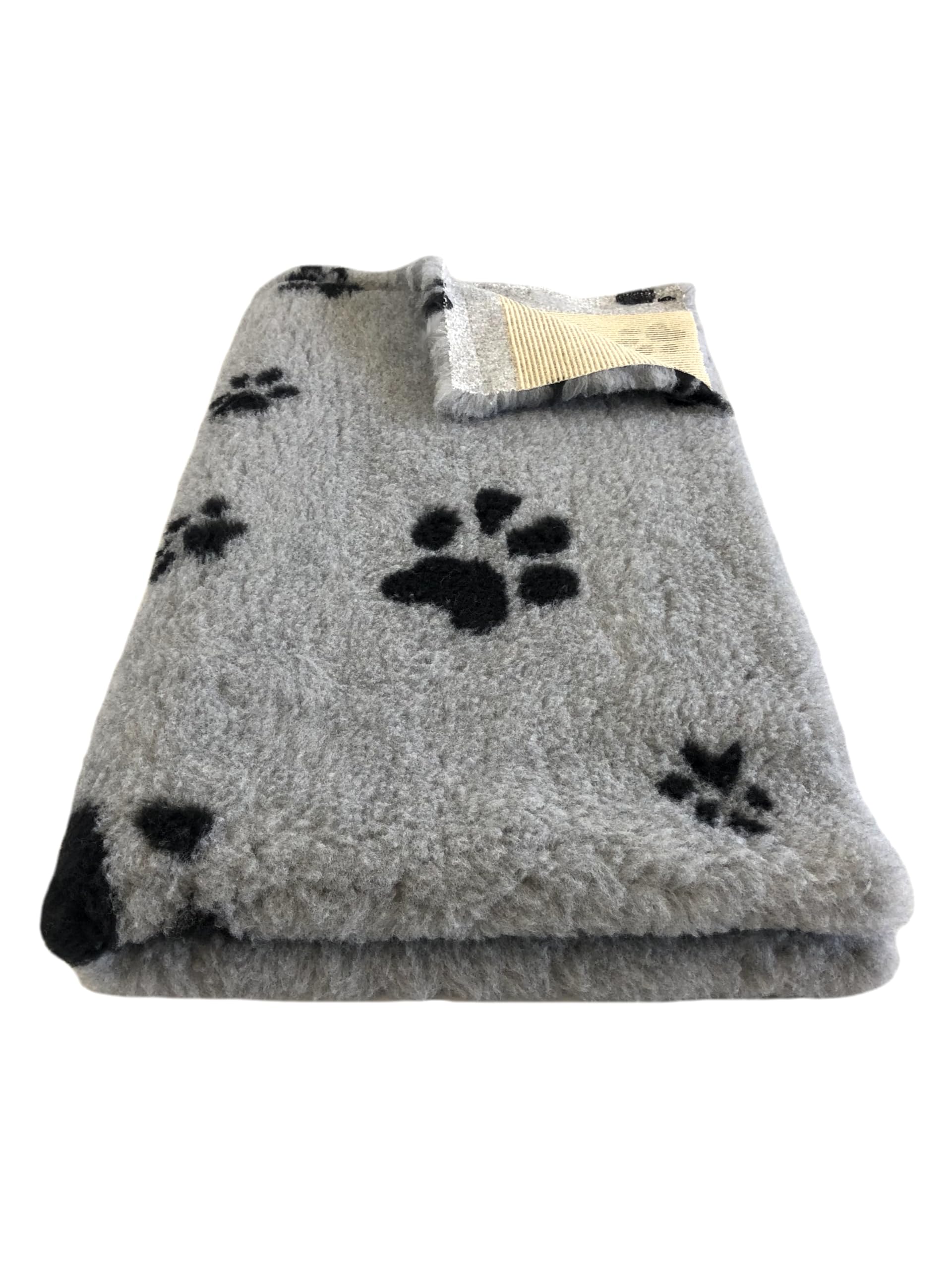 elropet Hundematte vetbed für kleine Hunde & große Hunde/Premium 22mm hohe Qualitätsstufe/Hundedecke S/M/L (Hellgrau + Schwarze Pfote, M 100cm X 80cm)