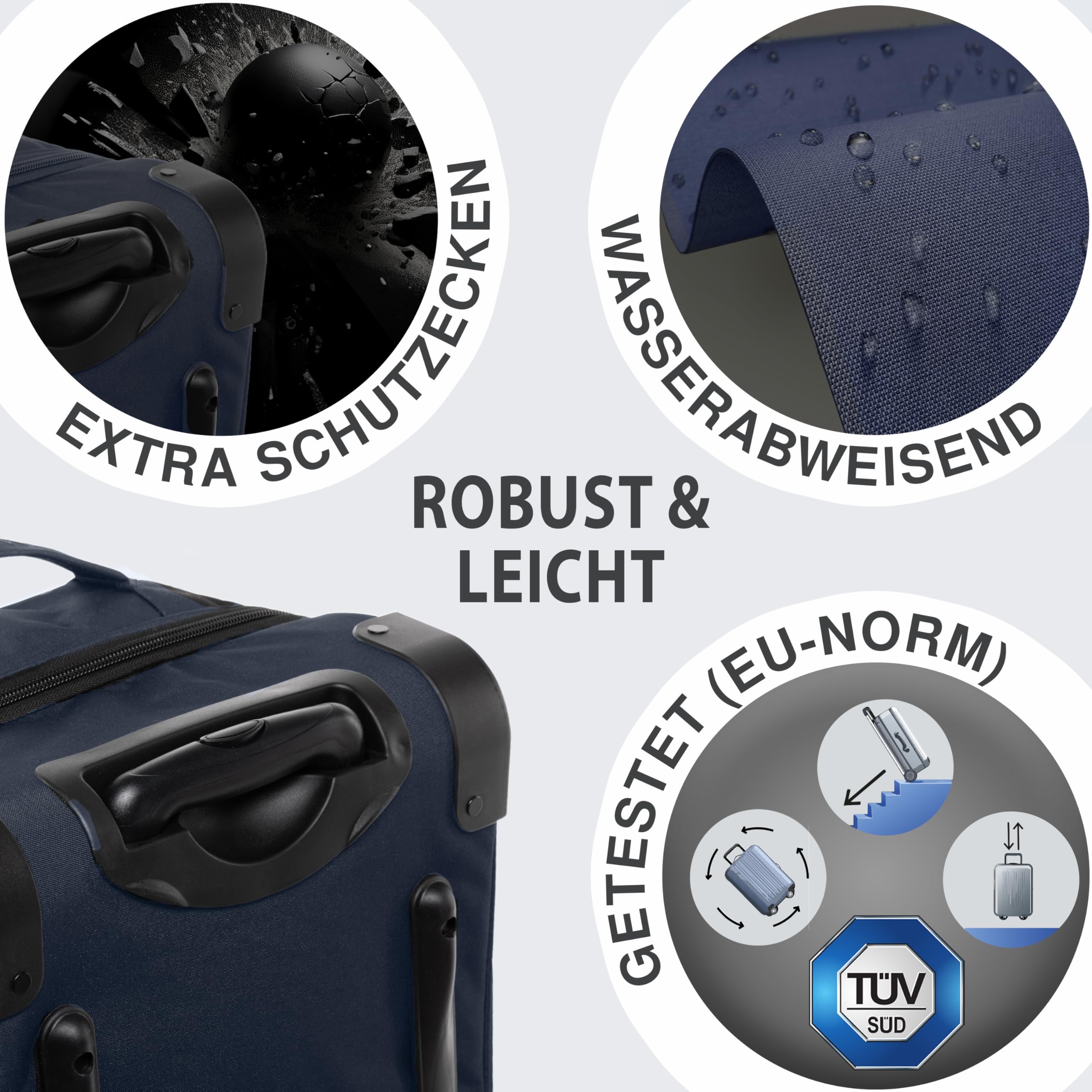 Große Reisetasche mit 2 Rollen Kane Rollkoffer 80 cm Koffer Sporttasche Reise-Trolley, recyceltes Meeresplastik