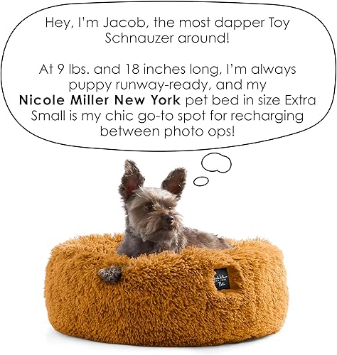 Miniatura 10 de Nicole Miller New York PET Ellie - Cama mullida para mascotas en forma de dona, afelpada, acogedora y relajante, parte inferior antideslizante, 100%