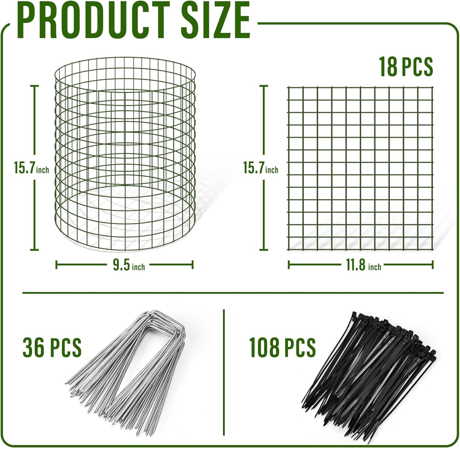 DIY Metal Plant Protectors from Deer, Garden Fencing Animal Barrier Size 11.8 * 15.7 inches, Mesh Plant Cage Chicken Wire Cloche for Plants with Stakes and Nylon Cables