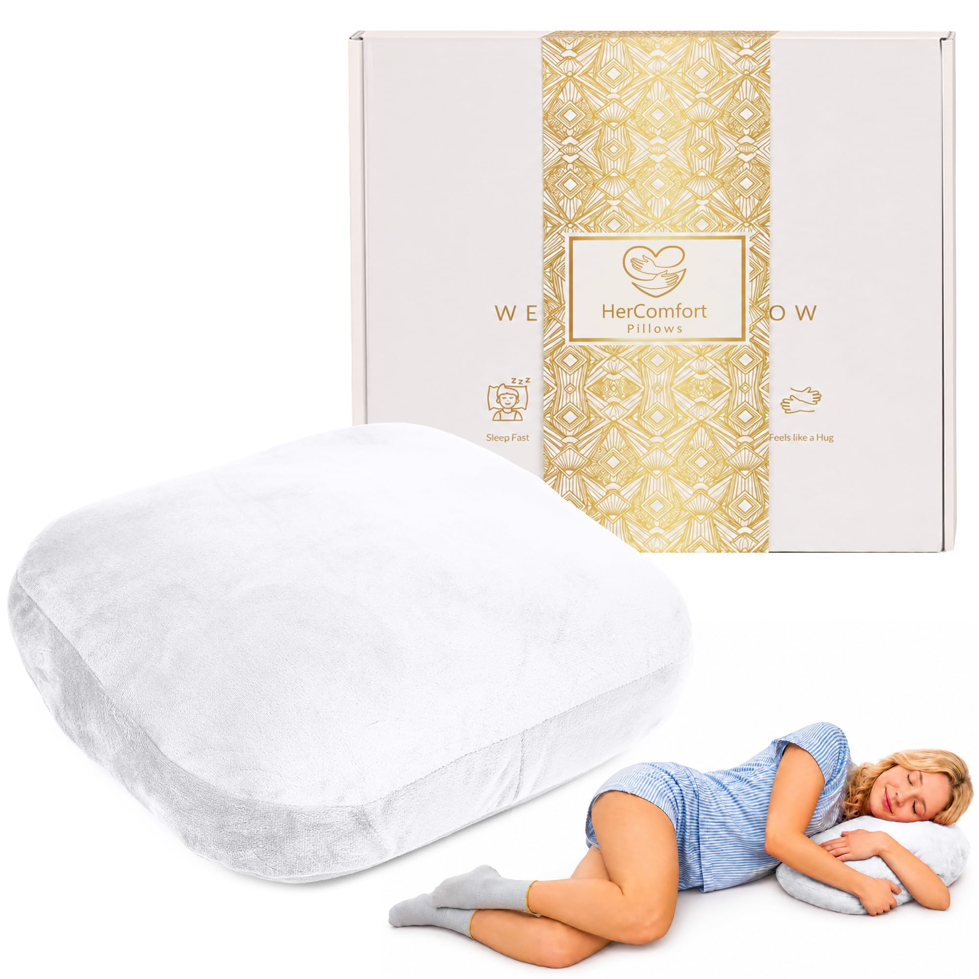 HerComfort Pillows Weighted Pillow for Adults 2.7 KG | 30*30 CM | Sleep Better & Feel Calm | Weighted Body Pillow | All-Season | Sleeping Hugging Pillows for Adults | Gift for Women | Helps to Focus
