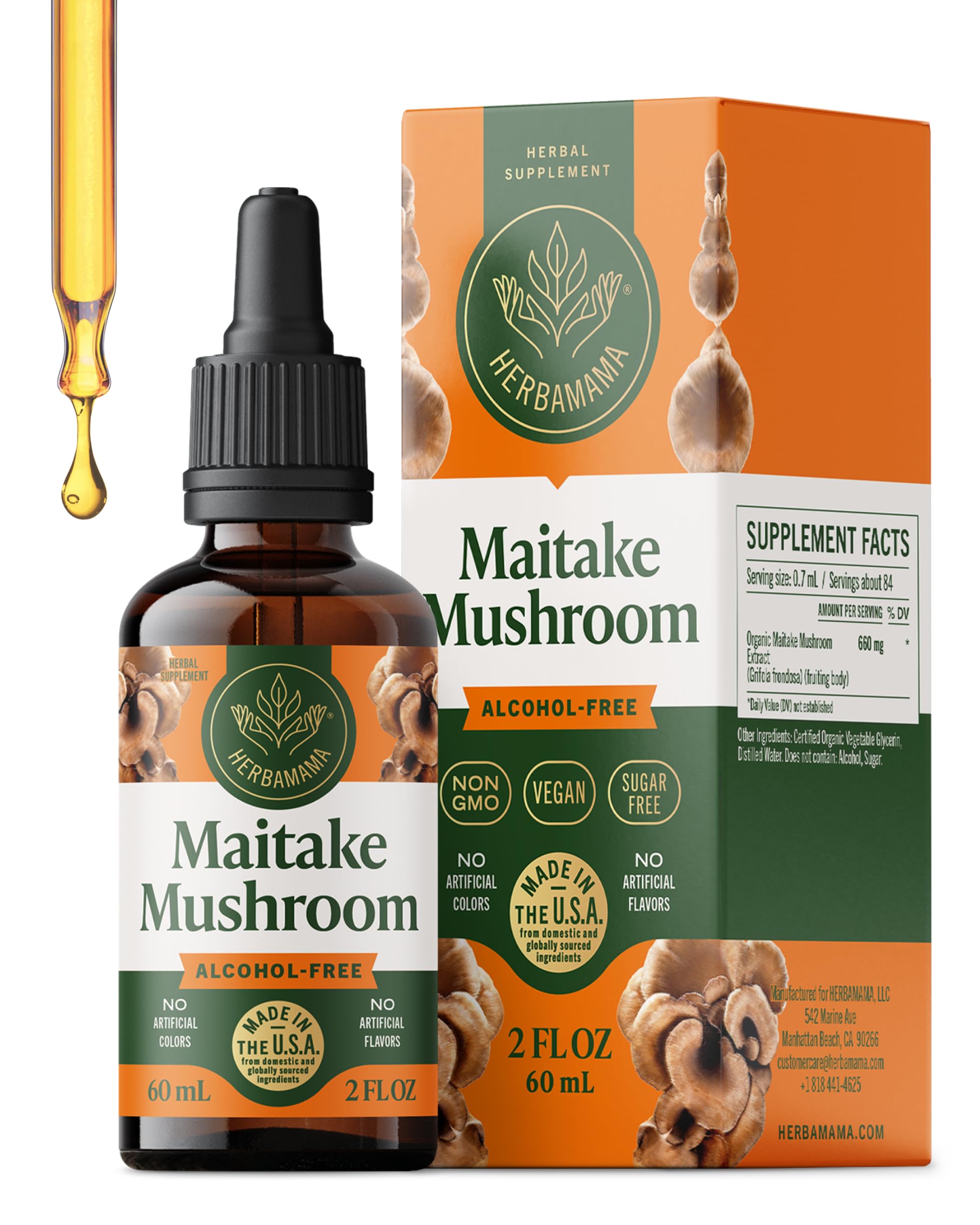 HERBAMAMA Maitake Mushroom Extract - Immune Support 2 Fl Oz (Pack of 1)