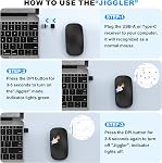 LED Wireless Mouse - Bluetooth Computer Mice with Jiggler Mice Mover, RGB, Rechargeable, Slim, Optical Portable 2 Mode Bluetooth & 2.4G USB C Laptop Mouse for MacBook Air/Pro PC Mac iPad - Black