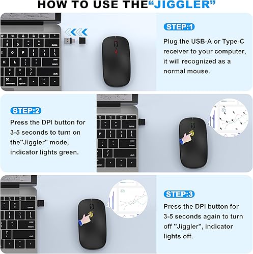 Miniatura 3 de Ratón inalámbrico LED Bluetooth para MacBook Air iPad Pro Mac Laptop PC - Ratón inalámbrico RGB delgado, 3 modos BT 5.2 y 2.4G USB-ATipo-C,