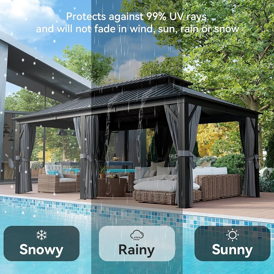 Amazon.com : Aoxun 12' X 20' Hardtop Gazebo, Galvanized