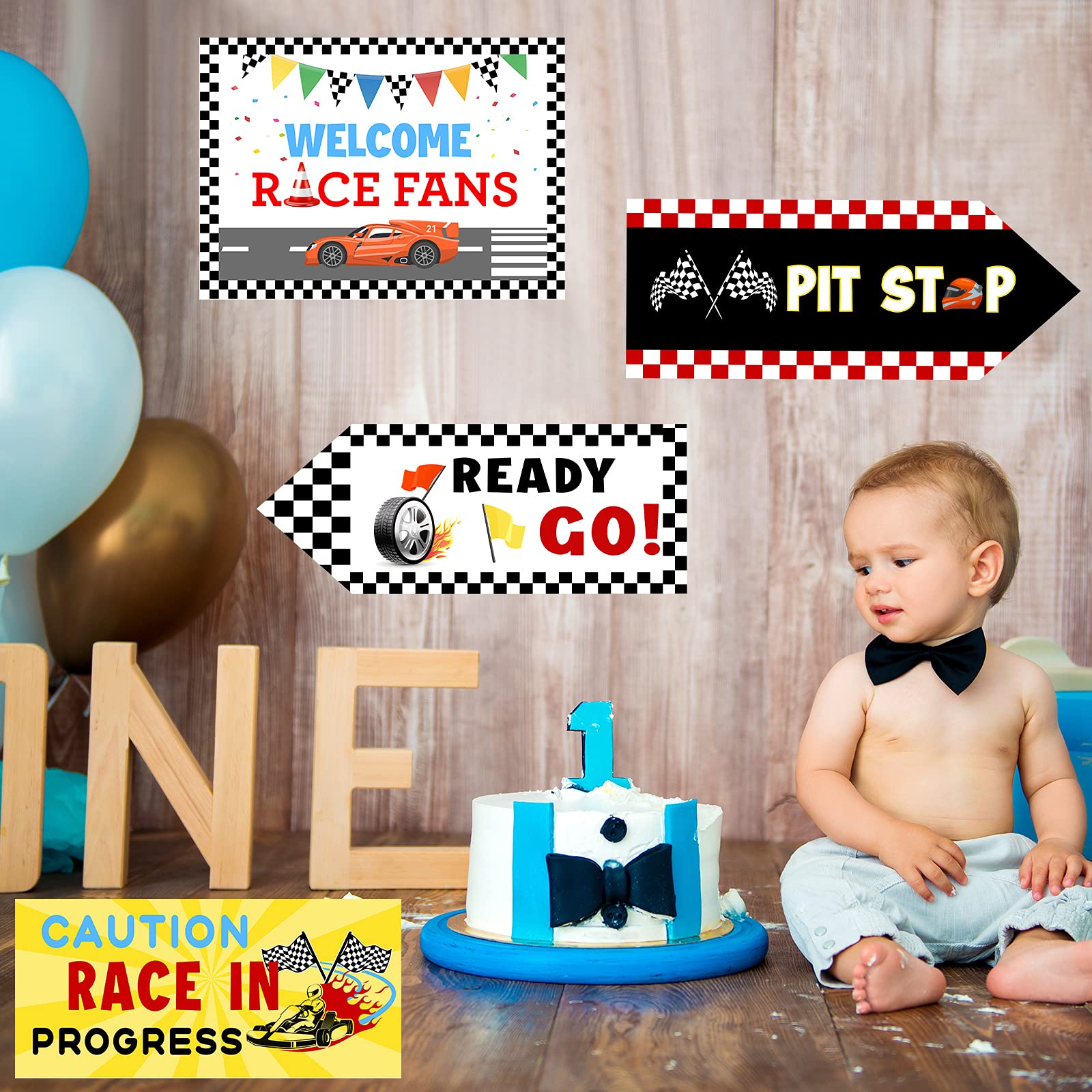 20 Pieces Race Car Party Sign Race Car Party Themed Directional Signs