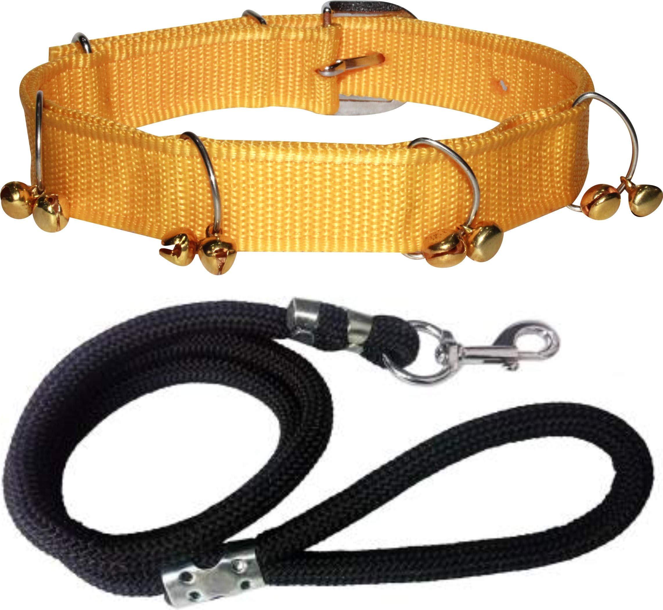 Pedigone Dog Belt Yellow Ghungroo Dog Collar with Black Lead Specially for Medium Breed Dog Collar Leash (B082XD67GH) Amazon Price History, Amazon Price Tracker