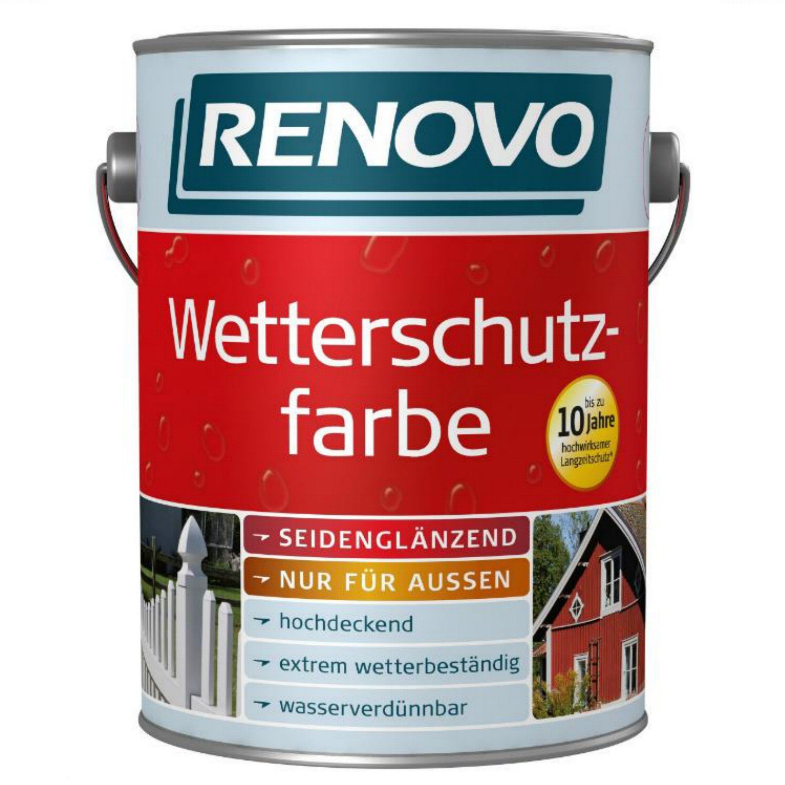 10 Liter Wetterschutzfarbe schwedenrot RAL3103 RENOVO bis 10 Jahre Langzeitschutz