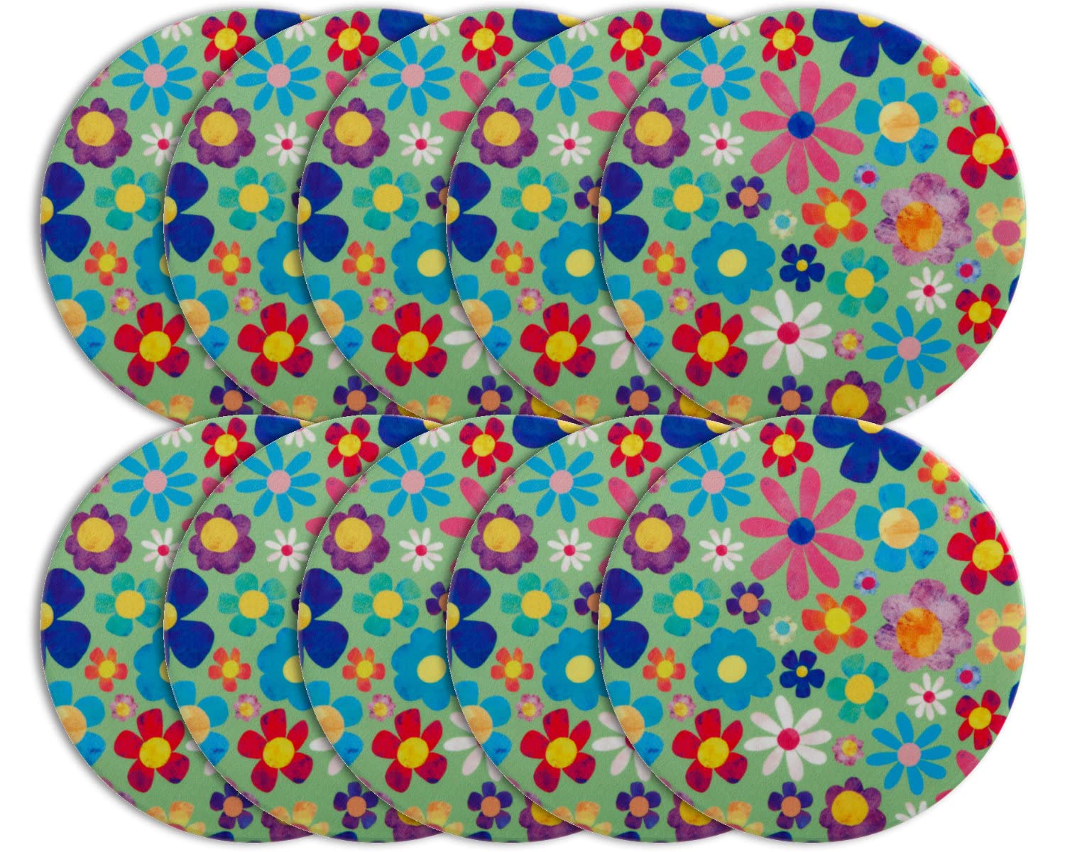 10er SET Maxwell & Williams DU0370 Keramikuntersetzer 10 cm BE KIND Flowers, Premium-Keramik