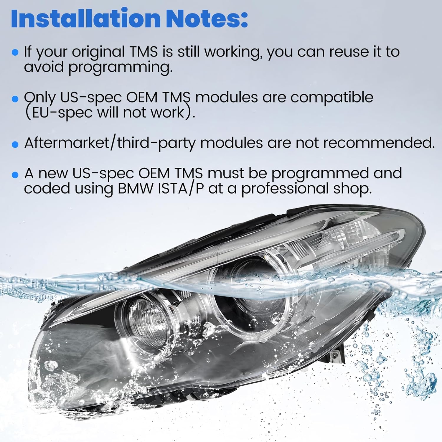 63117343905 Left HID Xenon Headlight Adaptive AFS Compatible with BMW 535i 528i 550i M550 M5 F10 2014-2016 (LH) Need Faultless or New Programmed Original TMS Module (US version)