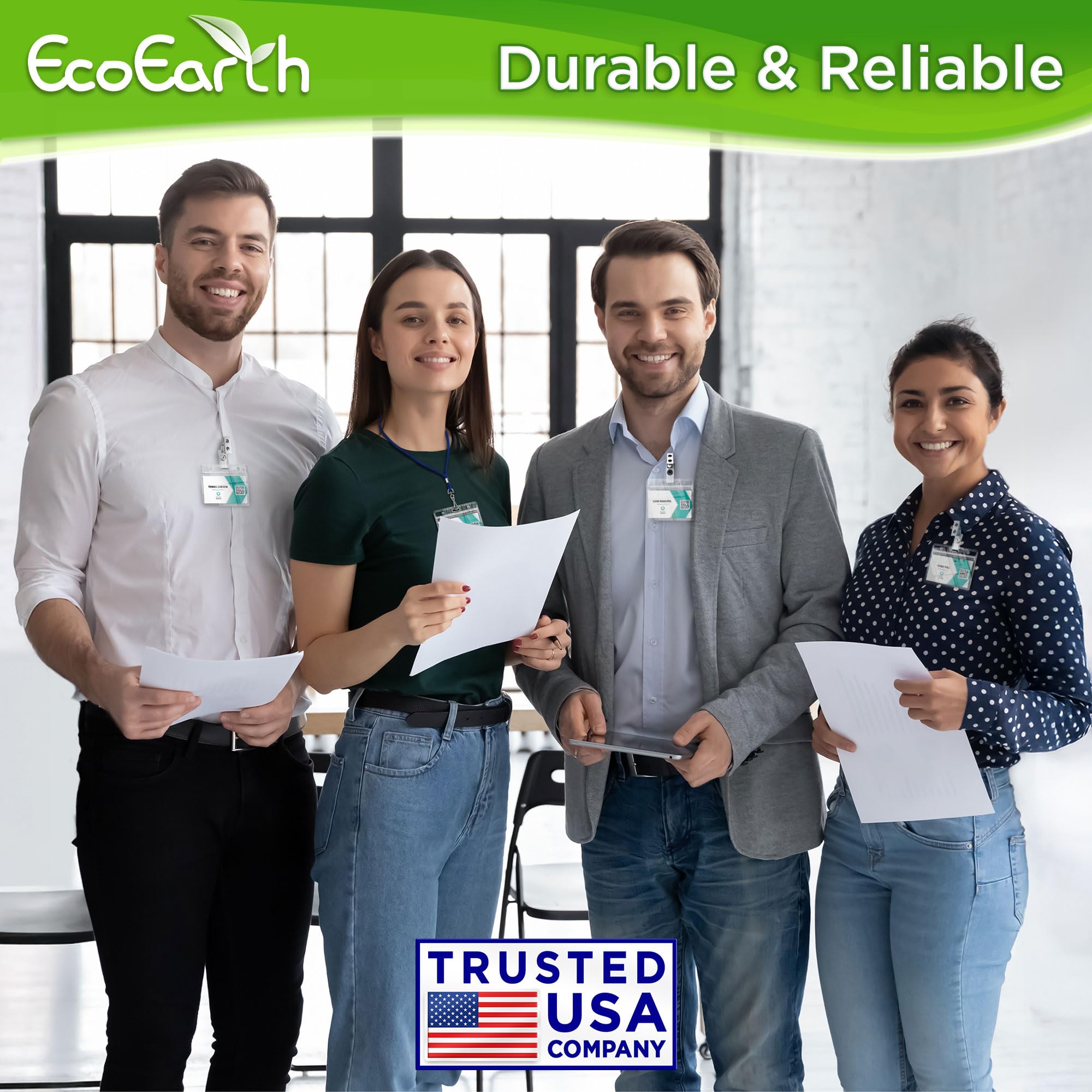 EcoEarth Horizontaler Kartenschutz mit weichem Rand (verschließbar, 10,2 x 7,6 cm, 1000 Stück), wasserdichter Ausweishalter, Kartenhalter, Namensschild-Halter, Kunststoff-Ausweishalter, transparenter