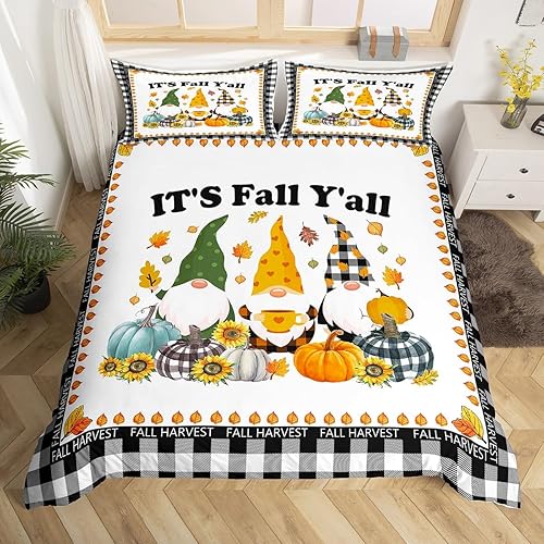 Juego de ropa de cama de cosecha de otoño, funda de edredón tamaño King para niños, niñas y mujeres, regalos del día de Acción de Gracias, funda de