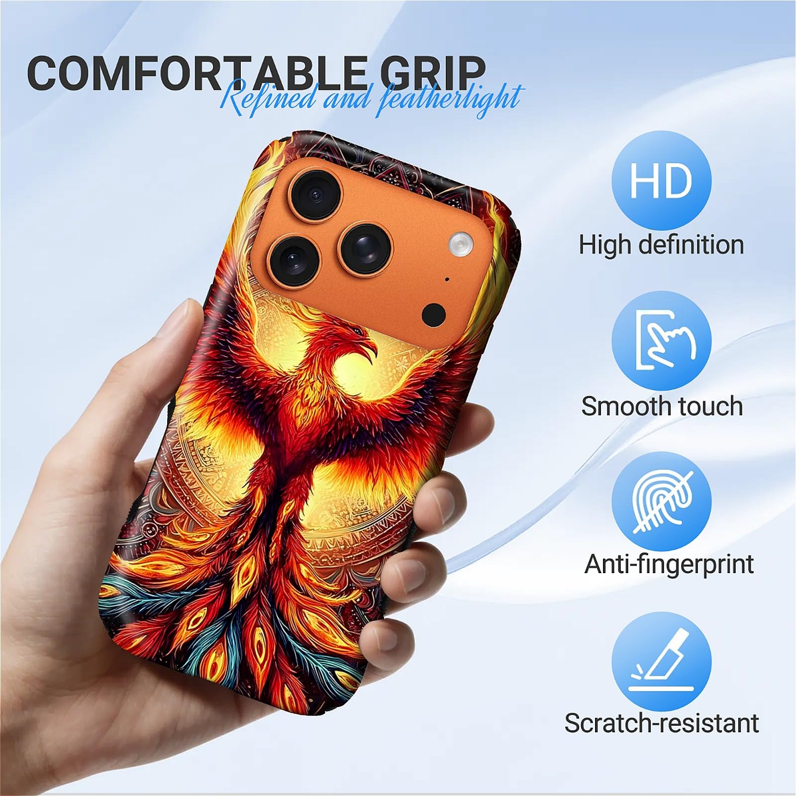 CARLOCA Compatible con iPhone 17 Pro, 2 en 1, de silicona antideslizante, para MagSafe, proporciona una protección completa para iPhone 17 Pro con diseño mítico de mandala renacimiento de fénix