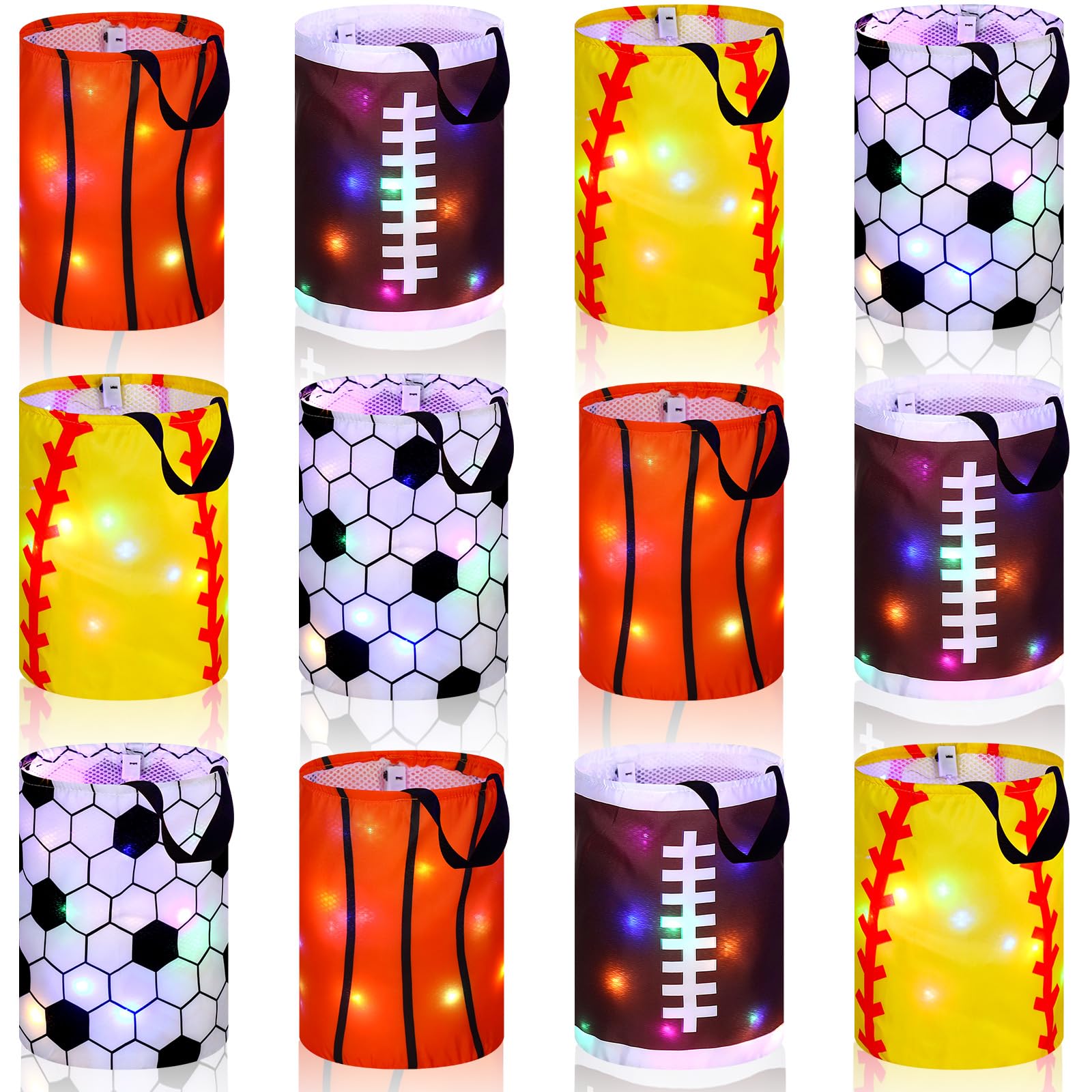 Photo 1 of 12 Pcs Easter Basket Bucket for Kids Bulk Sports Ball Basket Bucket with Football Basketball Soccer Softball Bags Candy Tote Easter Eggs Hunt Baskets for Easter Halloween Party