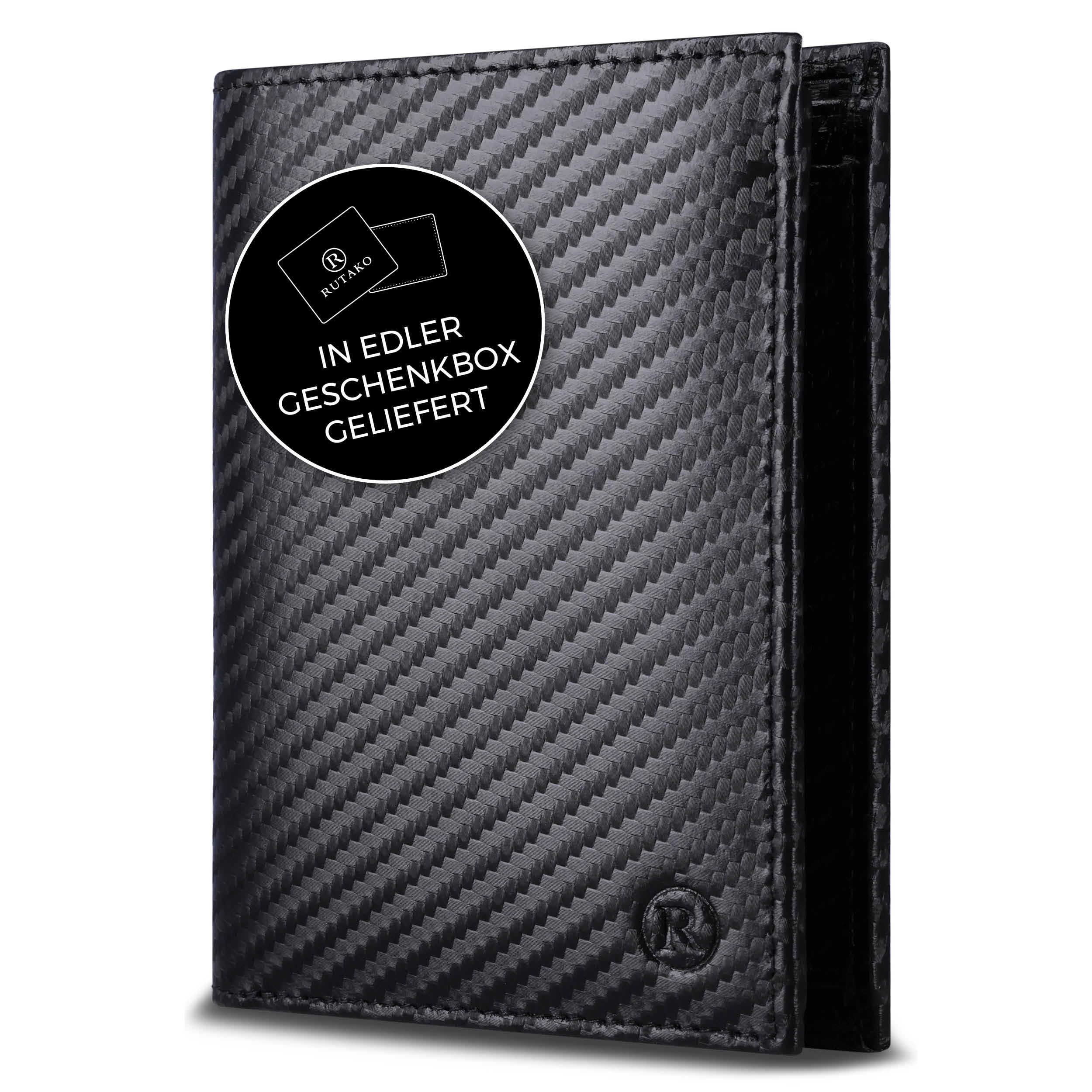 RUTAKO Leder Geldbörse Herren mit RFID Schutz - Portemonnaie Groß mit Münzfach - Echtleder Geldbeutel für Männer - Brieftasche Wallet Portmonee