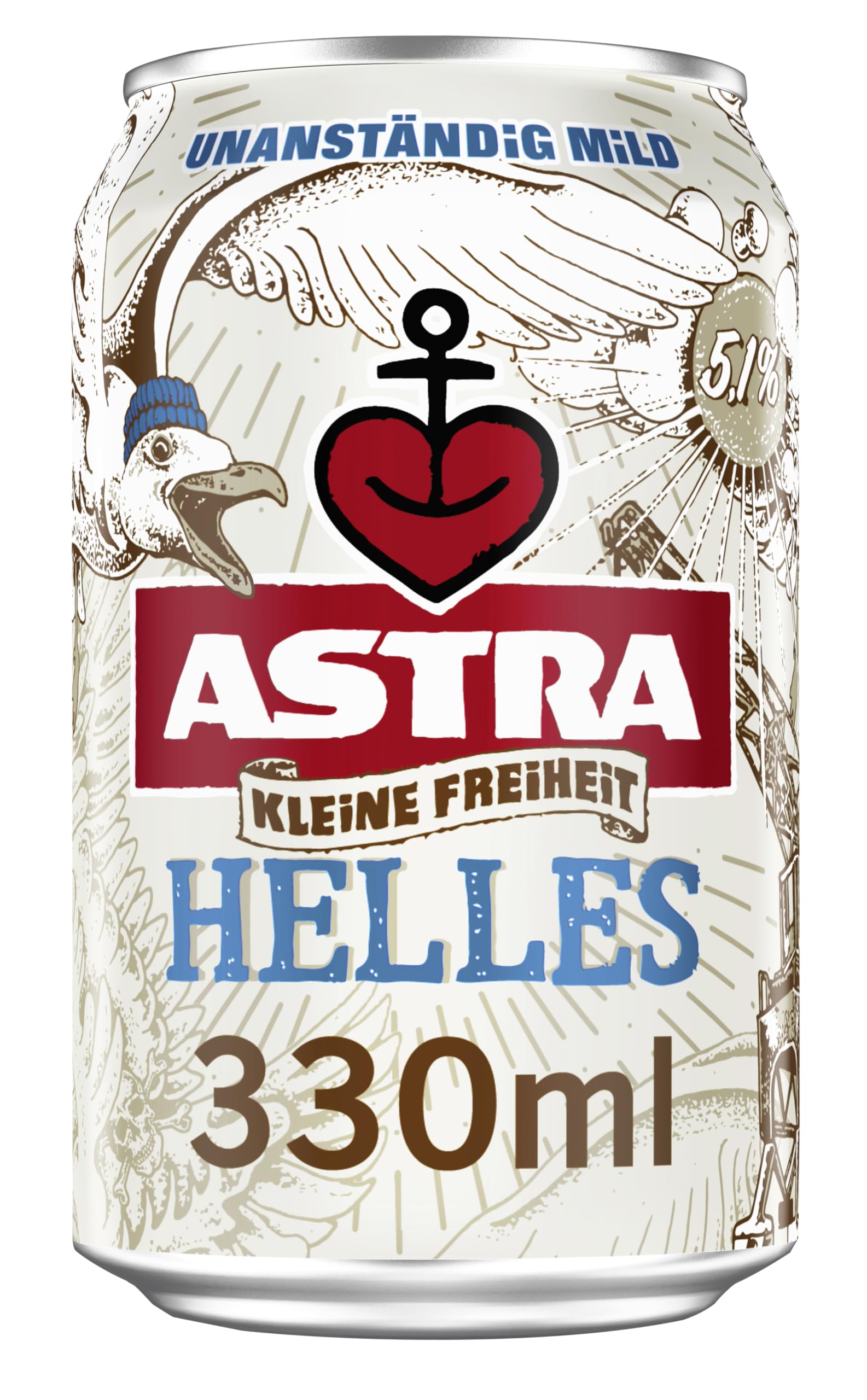 Astra Kleine Freiheit- Helles 0,33l Dose, Bier Dose Einweg (24 x 0,33 l)