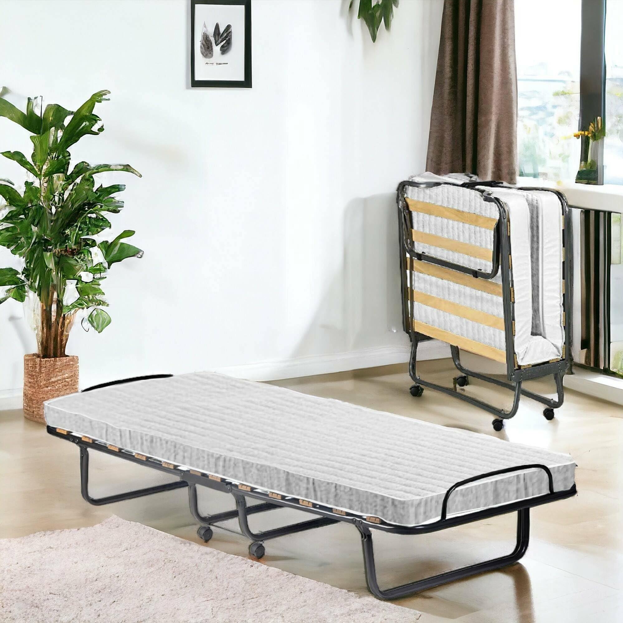 Talamo Italia - Lit Pliant Deva, Lit de Camp à 12 Lattes, Matelas Inclus, Lit bébé Peu encombrant, 100% Made in Italy, 80x190h37 cm