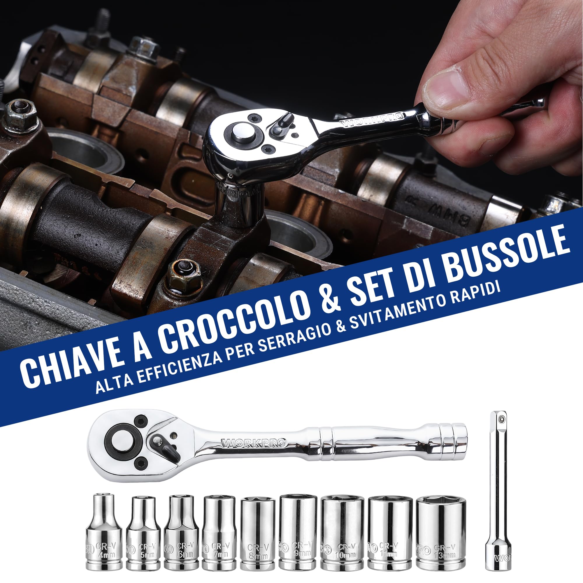 WORKPRO Kit di Attrezzi per la Casa 106 pezzi | Kit di Attrezzi Fai da Te con Custodia di Stoccaggio che Include Cacciaviti, Pinze, Chiavi, Martello, Metro a Nastro, Chiave Esagonale, Coltello