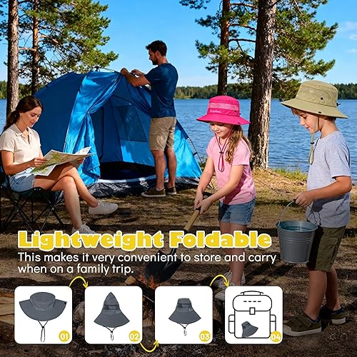 Miniatura 4 de Zando Sombrero de sol para niños, para exteriores, UPF 50+, para niños y niñas, ala ancha, pesca, senderismo, campamento, playa y safari