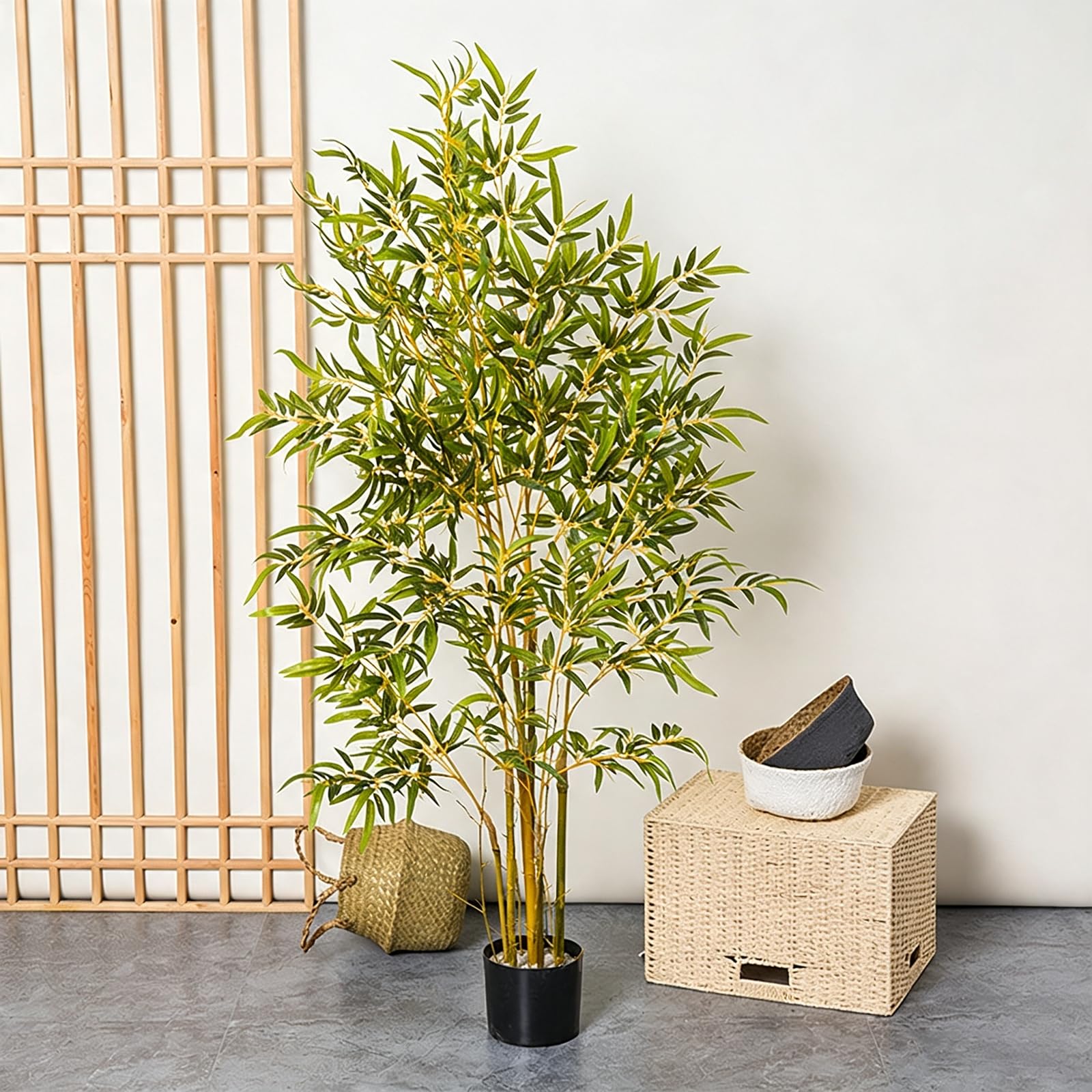 Bambou Artificiel Pot, Plante D'intérieur Aux Feuilles Vertes