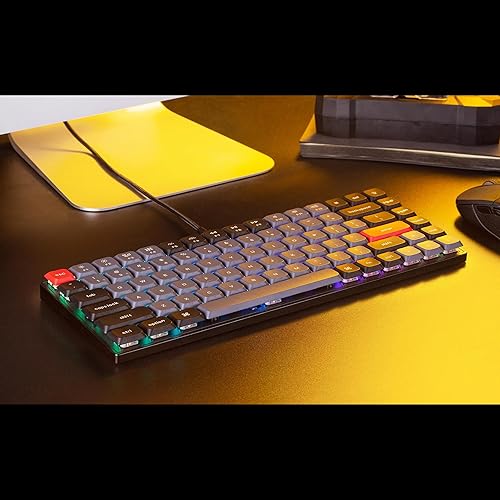 Miniatura 2 de Keychron S1 - Teclado mecánico con cable ultra delgado y 75% QMKVIA personalizable, 84 teclas RGB LED retroiluminadas de doble disparo para Mac