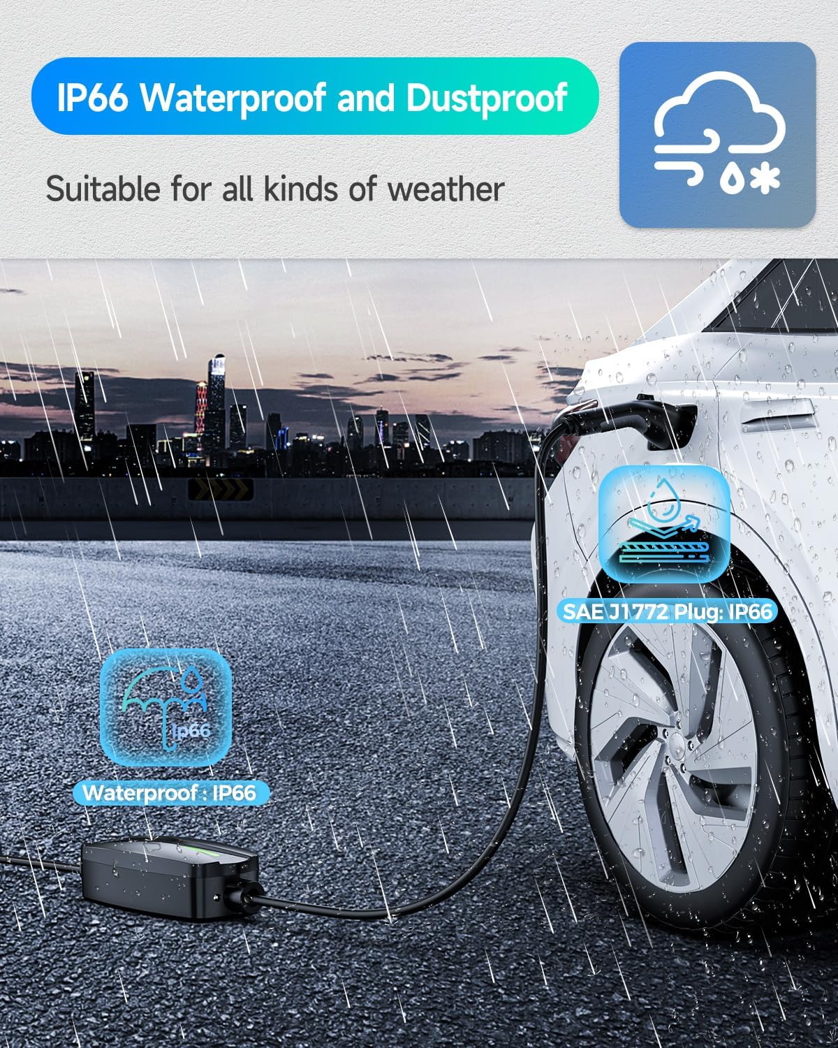 SEGUMA Level 2 EV Charger (32Amp, 220V-240V, NEMA 14-50 Plug), 25ft UL Listed Cable, with Adjustable Current, Portable Home Travel Electric Vehicle Charging Station EVSE SAE J1772 EV Car Charger