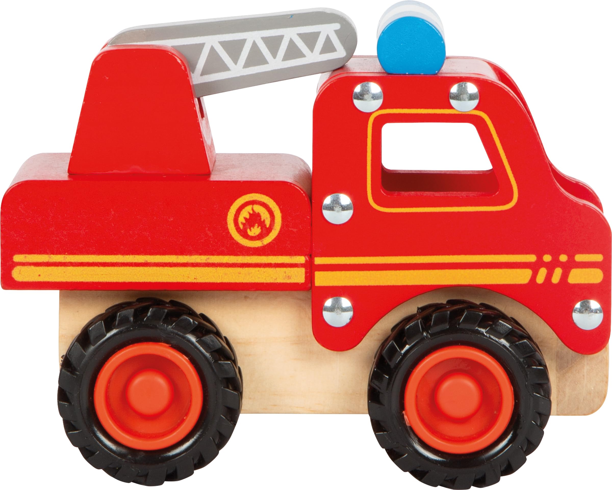 Besuche den Small Foot- small foot Feuerwehrfahrzeug aus Holz, gut greifbar, mit gummierten, bodenschonenden Rädern, ab 18 Monaten, 11075, Rot in use