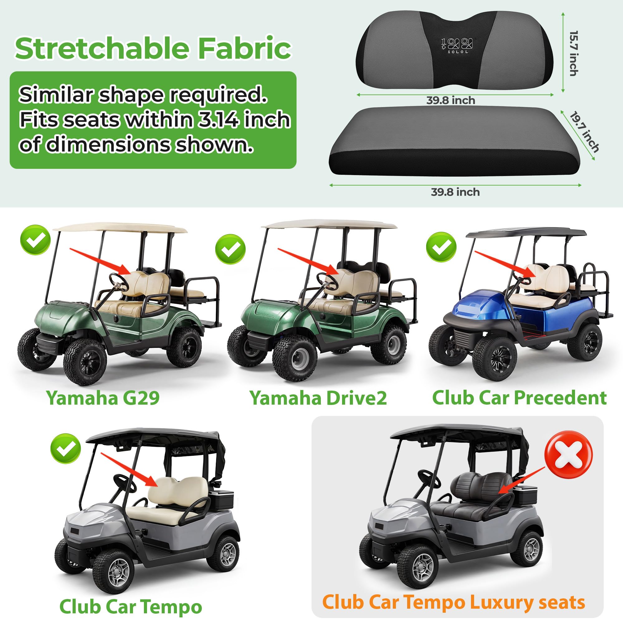 10L0L Universal Golfwagen Sitzbezüge für ältere Golf Car, langlebiges, atmungsaktives Material, passt wie EIN Handschuh für Club Car Precedent und Yamaha