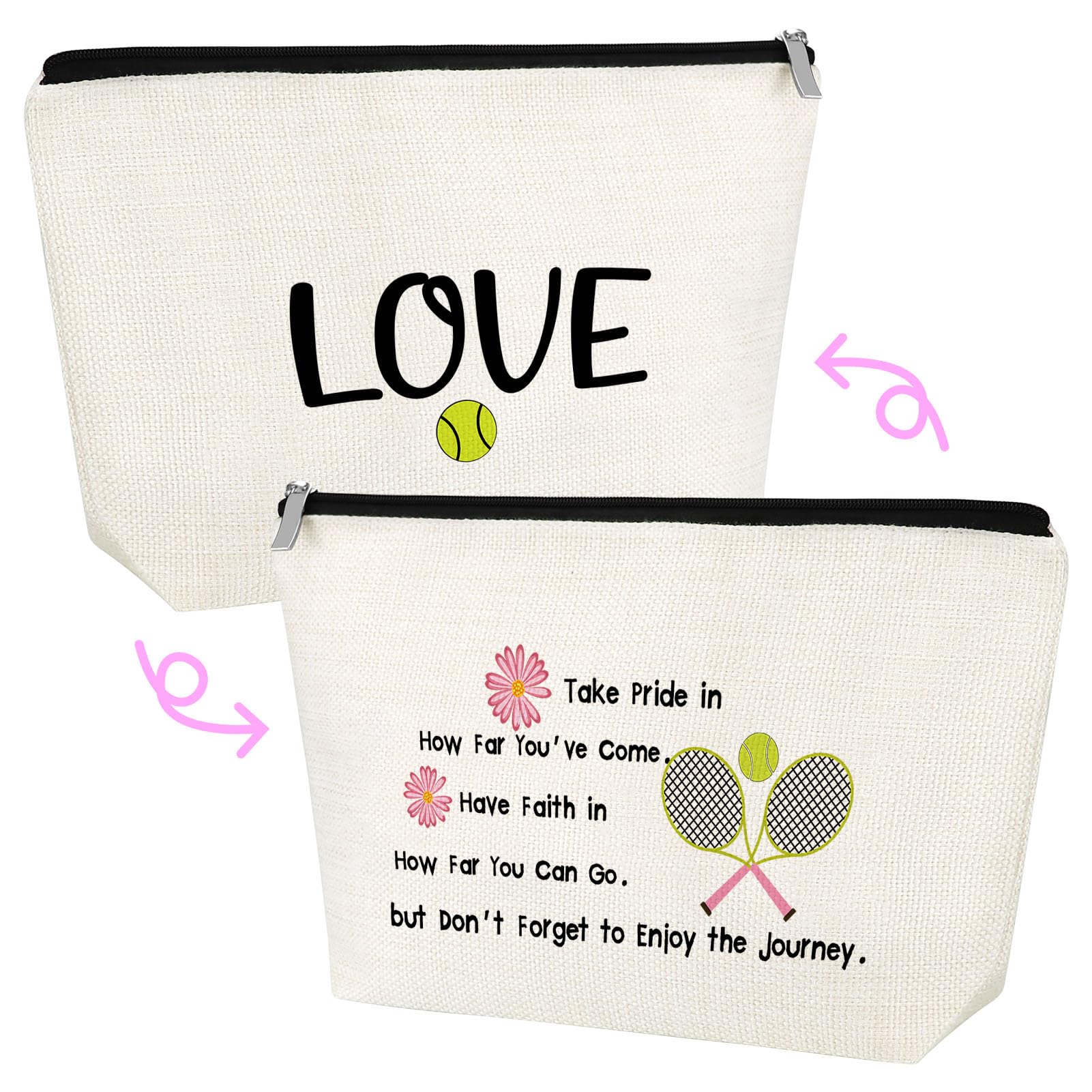 Tennis Player Gift for Women Makeup Bag Tennis Lovers Gift Inspirational Gift for Tennis Girl Cosmetic Bag Tennis Team Gift Birthday Graduation Gift for Her Tennis Themed Gift Travel Cosmetic Pouch