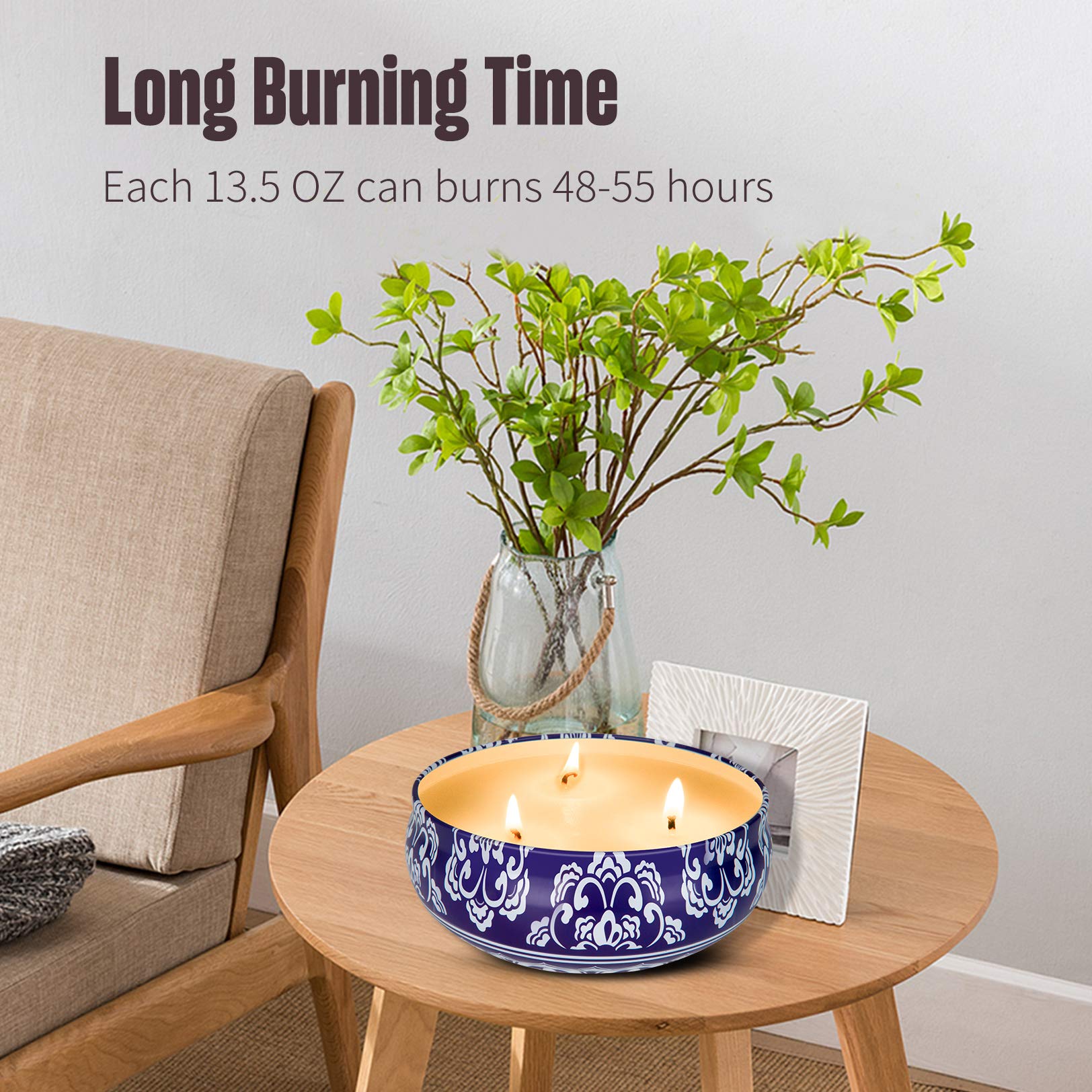 Citronella Candles - Juego de 3 velas aromáticas para exteriores e interiores (3 unidades, 3 mechas)