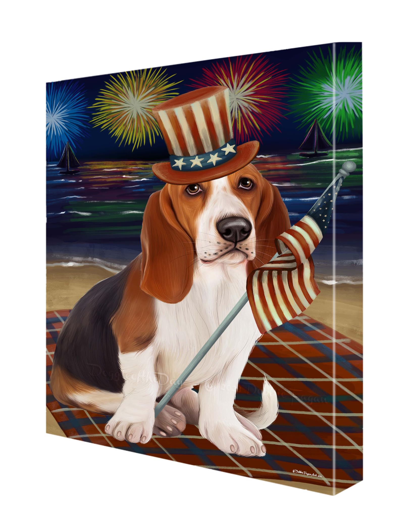 Amazon.com: 4th of July Fireworks Basset Hound Dog Canvas