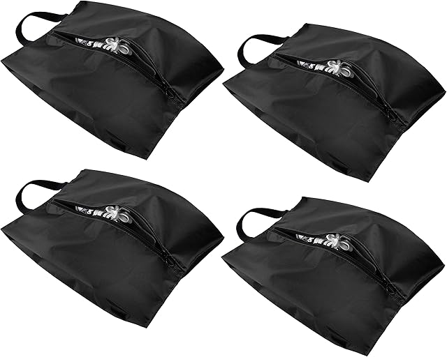 Amazon Brand - Eono Travel Shoe Bags 4Pcs (2 Standard Size + 2 X-Large Size), Packing Cubes for Shoes, Lightweight and Waterproof Nylon Bags with Zipper for Men & Women
