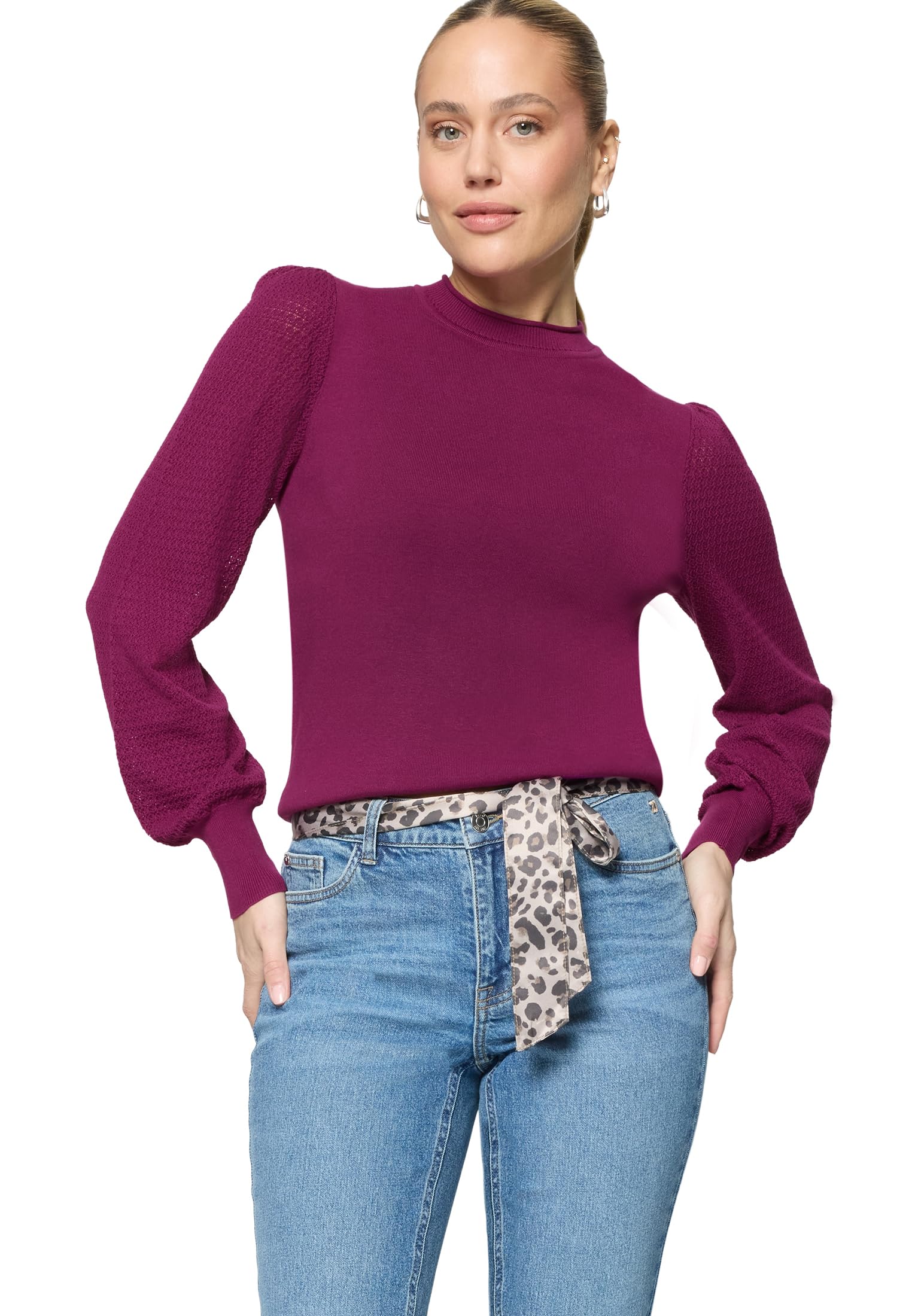 zero Damen Feinstrickpullover mit Puffärmeln