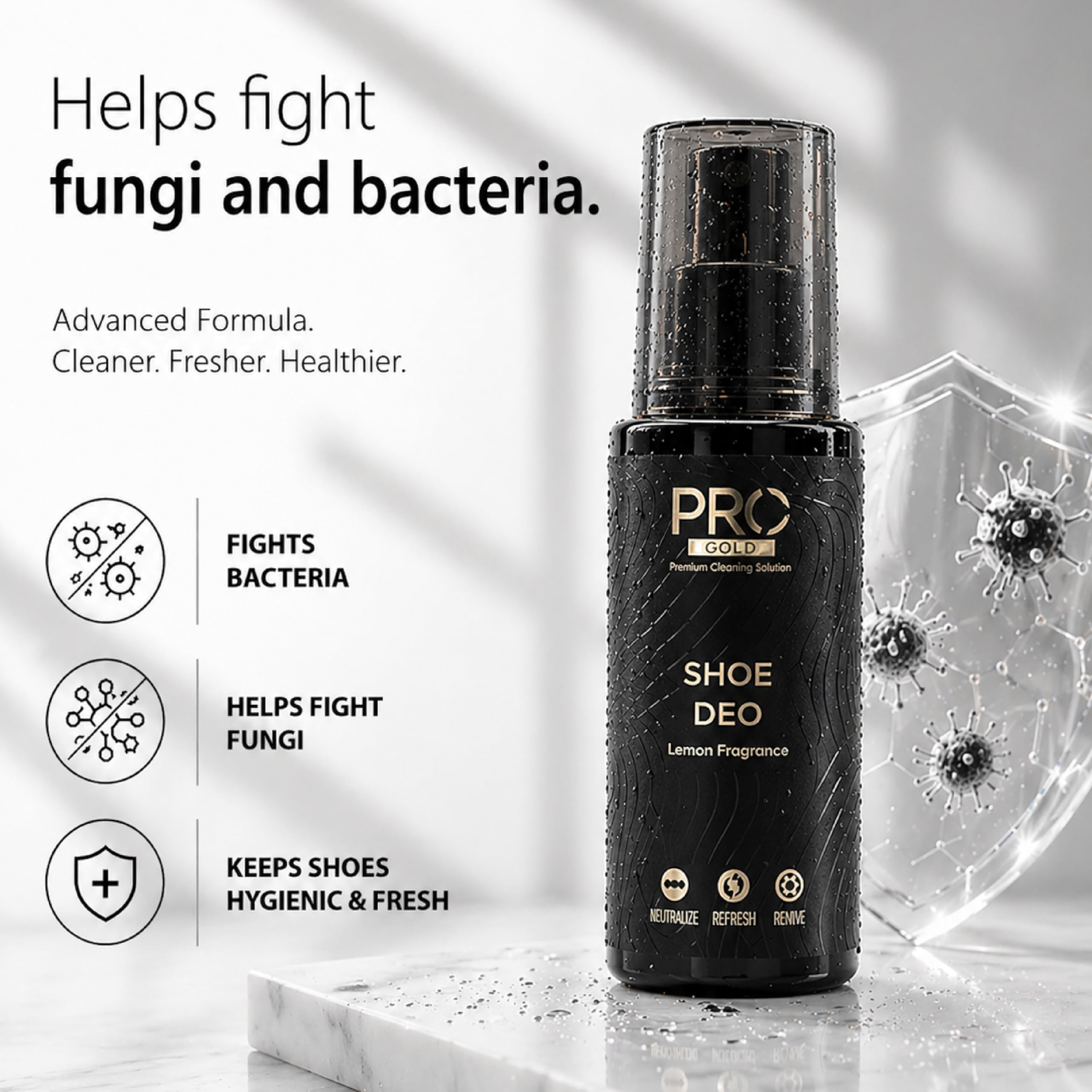 PRO Sneaker Cleaning Kit | Complete Shoe Cleaning Kit with Shampoo(150ml), Shoe Deo(150ml), Mini Brush and Microfiber Cloth 4