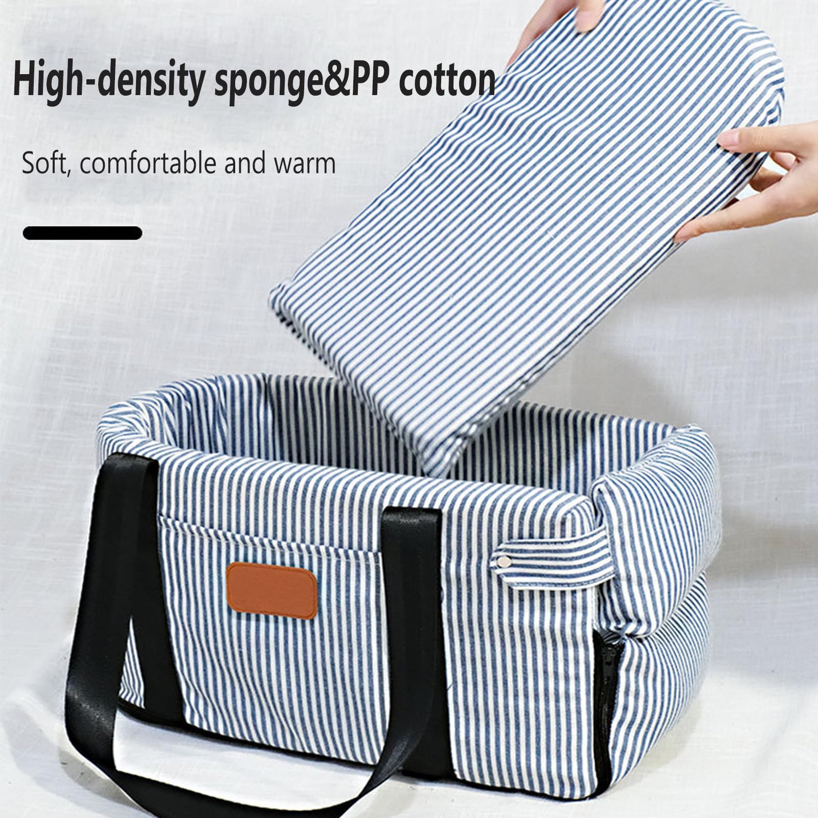 Consolle Centrale Seggiolino Auto per Cani Gatti Seggiolino Auto per Braccioli per Animali Domestici Lavabile e Staccabile con Corda di Sicurezza per Viaggi,in Uscita,Beige Stripes