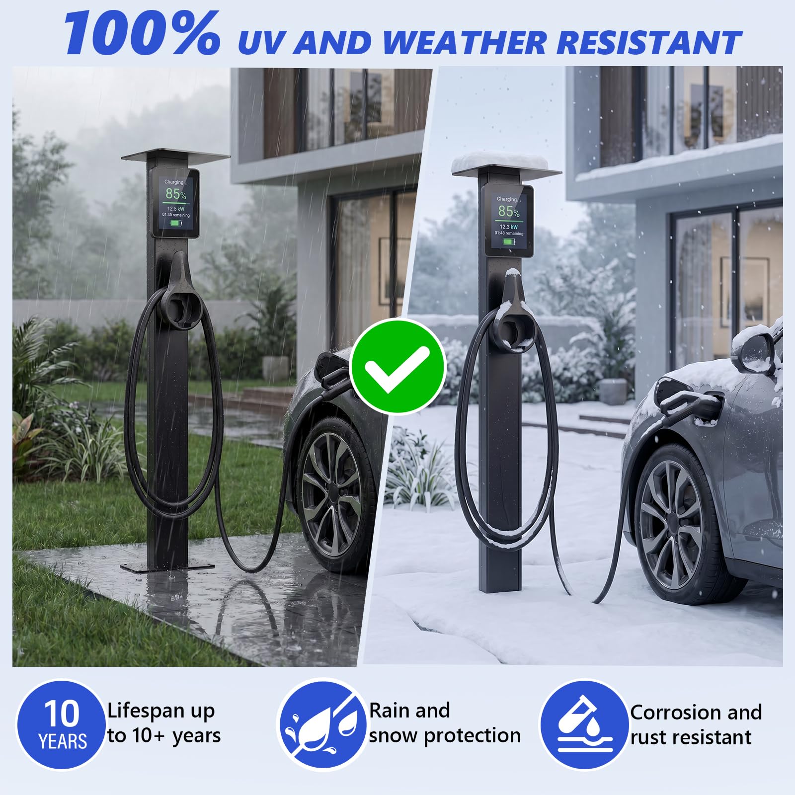 Wallbox Standfuß Wetterfeste Standsäule,EV-Ladesäulenständer,Universeller Wallbox Standfuß Standsäule wallbox wetterschutzdach für e-auto-ladestation,für Wallbox Ladestationen für Elektroautos