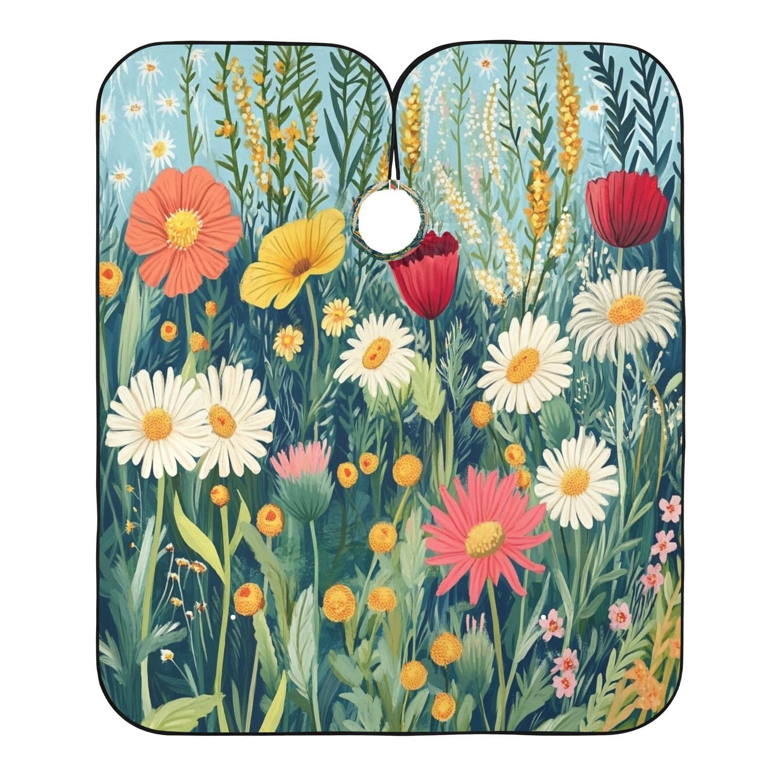 Kigai Hair Cutting Cape for Men & Women Wildflowers Poppy Waterproof Barber Cape Professional Hairdressing Salon Styling Cape with Adjustable Closure Snap